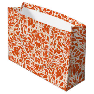Oak branches and leaves, damask pattern in dark or large gift bag