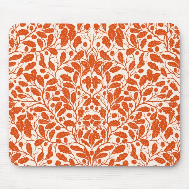 Oak branches and leaves, damask pattern in dark or mouse mat (Front)