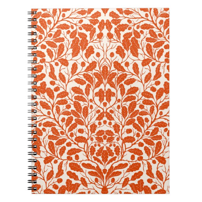 Oak branches and leaves, damask pattern in dark or notebook (Front)