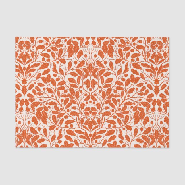 Oak branches and leaves, damask pattern in dark or tissue paper (Front)