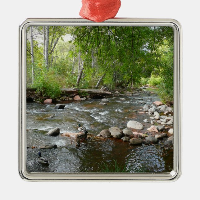 Oak Creek and Mallard Ducks Nature Photography Metal Tree Decoration (Front)