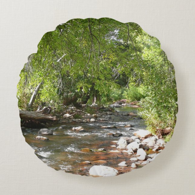 Oak Creek II in Sedona Arizona Nature Photography Round Cushion (Front)