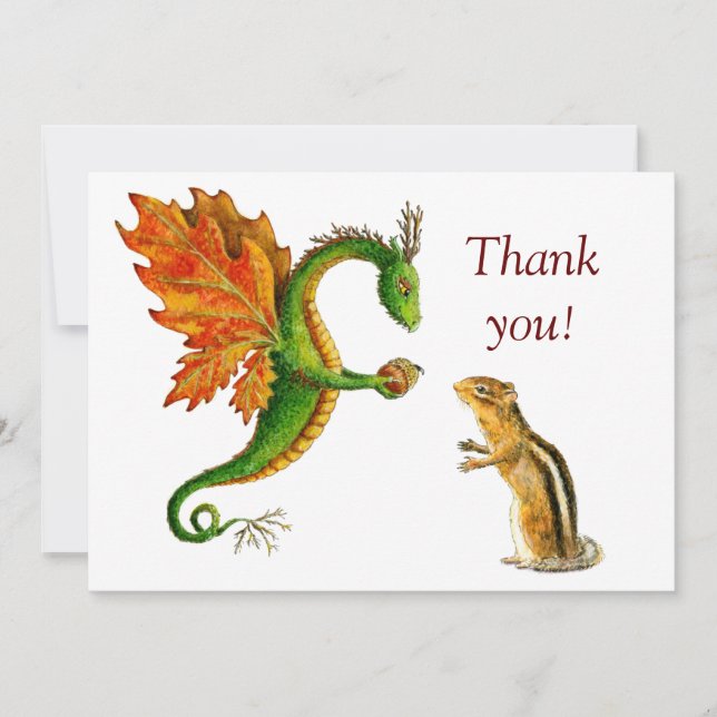 Oak Dragon & chipmunk - Thank you card (Front)