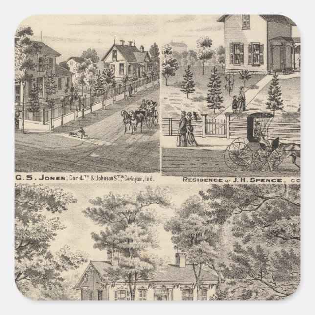 Oak Grove Farm residence of George Nebeker Square Sticker (Front)