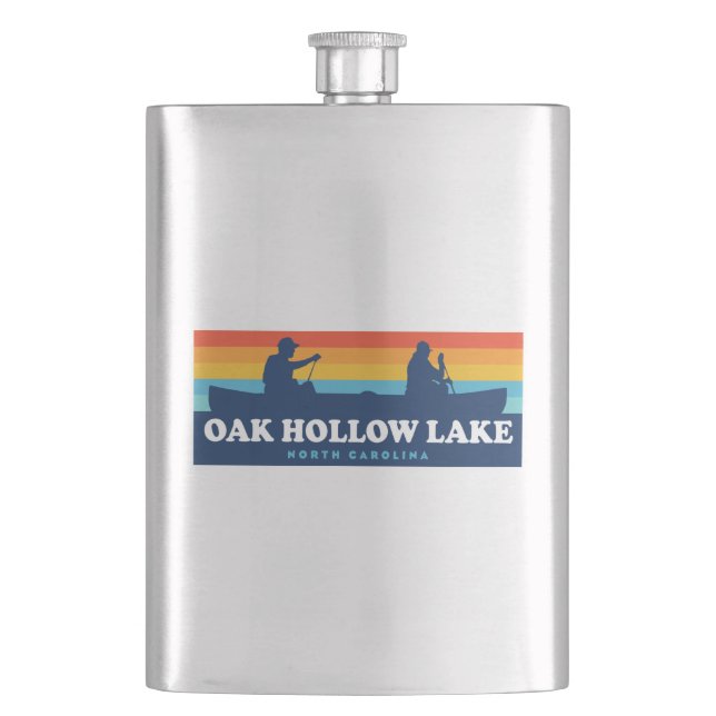 Oak Hollow Lake North Carolina Canoe Hip Flask (Front)