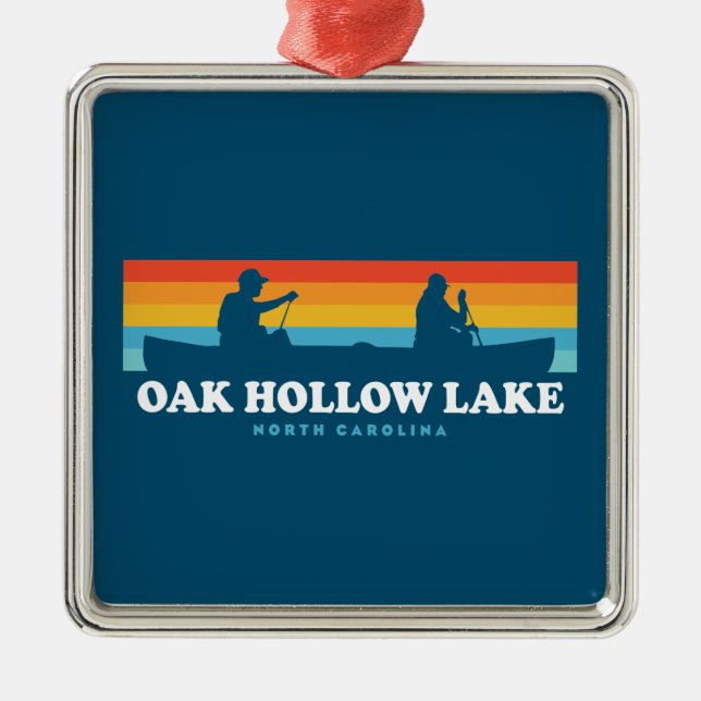 Oak Hollow Lake North Carolina Canoe Metal Tree Decoration (Front)