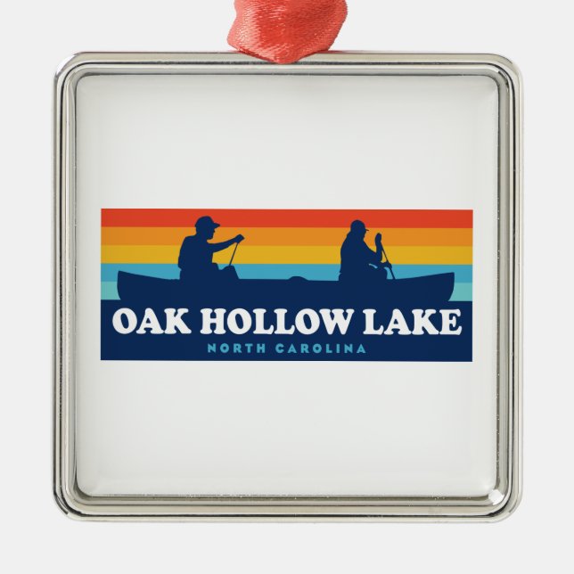Oak Hollow Lake North Carolina Canoe Metal Tree Decoration (Front)