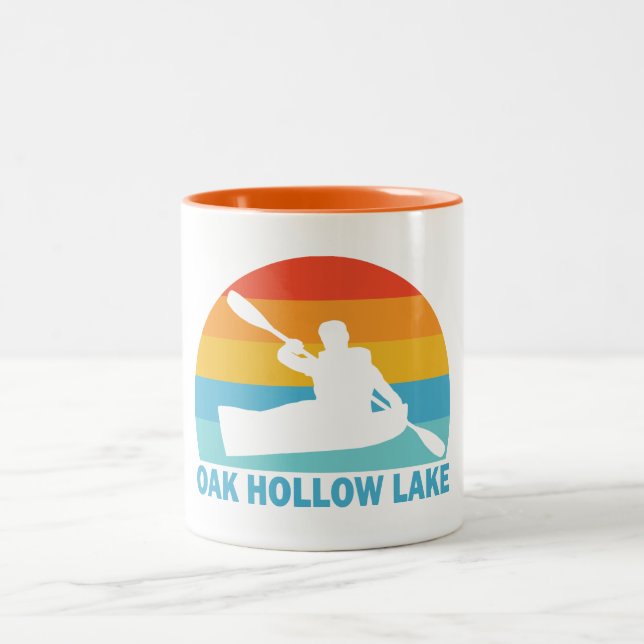 Oak Hollow Lake North Carolina Kayak Two-Tone Coffee Mug (Center)