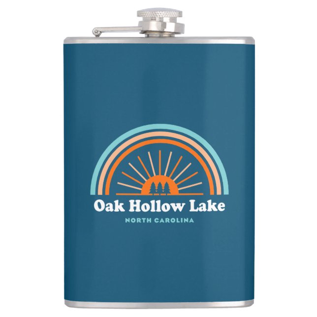 Oak Hollow Lake North Carolina Rainbow Hip Flask (Front)