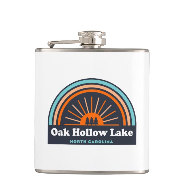 Oak Hollow Lake North Carolina Rainbow Hip Flask (Front)