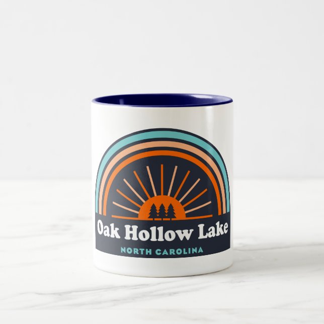 Oak Hollow Lake North Carolina Rainbow Two-Tone Coffee Mug (Center)