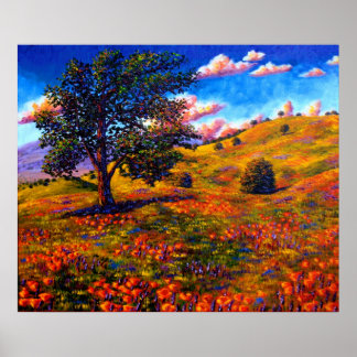 Oak in the Poppy Fields Poster
