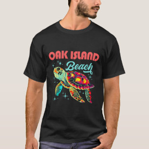 Oak Island Beach Nc Artistic Sea Turtle Retro T-Shirt