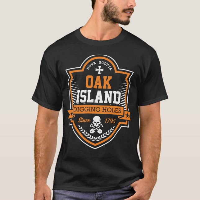 Oak Island Digging Holes Templar Treasure Hunting T-Shirt (Front)