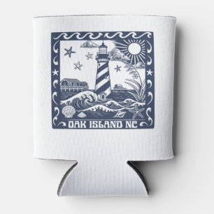 Oak Island NC Lighthouse Coastal North Carolina Can Cooler