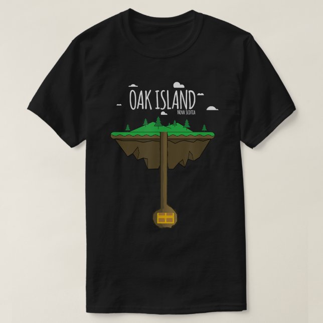 Oak Island NS Cartoon Map Cursed Treasure T-Shirt  (Design Front)