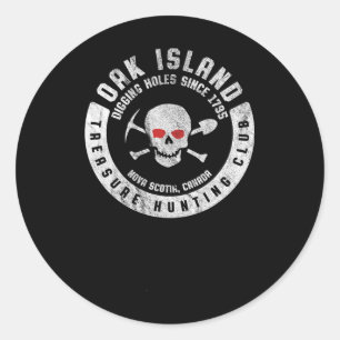 Oak Island Treasure Hunting Club Vintage Skull And Classic Round Sticker