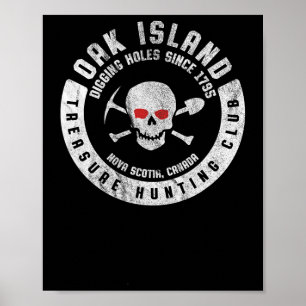 Oak Island Treasure Hunting Club Vintage Skull And Poster