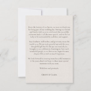 Oak & Ivory Thank you Card