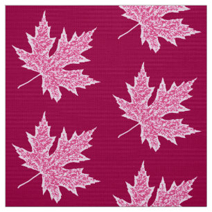 Oak leaf - burgundy wine and pink fabric