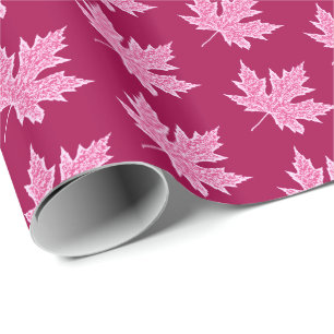 Oak leaf - burgundy wine and pink wrapping paper