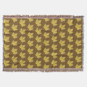 Oak leaf - camel tan and brown throw blanket