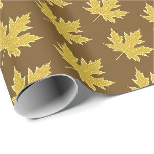 Oak leaf - camel tan and brown wrapping paper