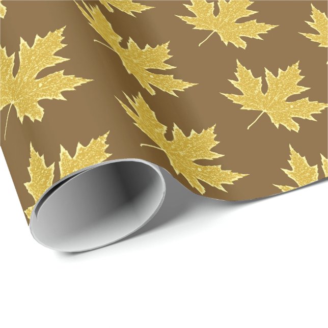 Oak leaf - camel tan and brown wrapping paper (Roll Corner)