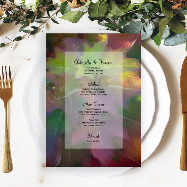 Oak Leaf Hydrangea Fall Wedding Menu (Fall in Love with this natural woodsy Autumn Wedding or Shower Menu.)