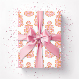 Oak Leaf in Pink and Orange Wrapping Paper