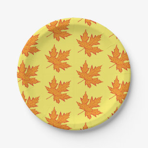 Oak leaf - orange and mustard gold paper plate