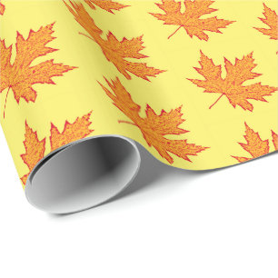 Oak leaf - orange and mustard gold wrapping paper