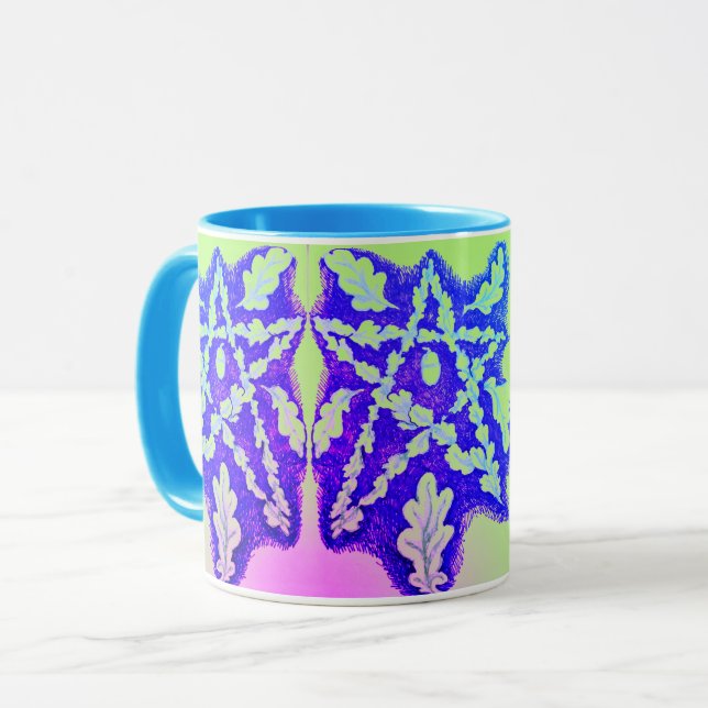 Oak Leaf Pentagram Bright Colourful Mug (Front Left)
