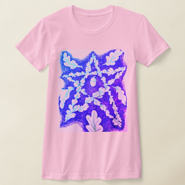 Oak Leaf Pentagram Bright Colourful T-Shirt (Laydown)