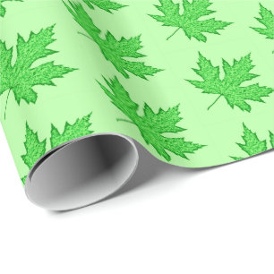 Oak leaf - shades of green wrapping paper