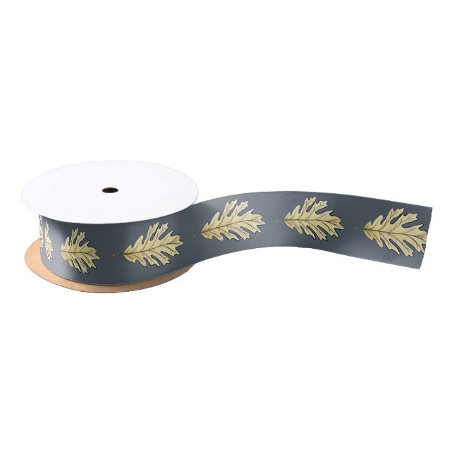 Oak Leaf Watercolor Satin Ribbon (Spool)
