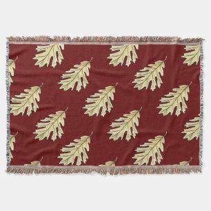Oak Leaf Watercolor Throw Blanket