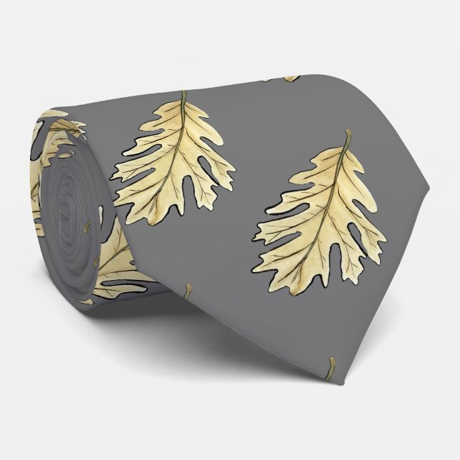 Oak Leaf Watercolor Tie (Rolled)
