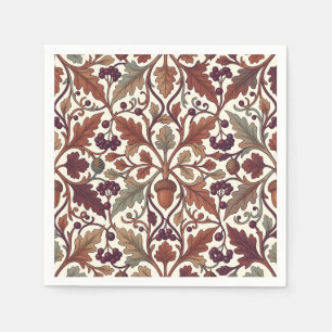 Oak Leaves Acorns Berries William Morris Style Napkin