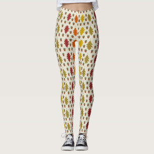 Oak leaves and Acorns Fall Autumn Pattern Leggings