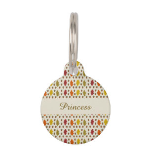 Oak leaves and Acorns Fall Autumn Patterned Pet Tag