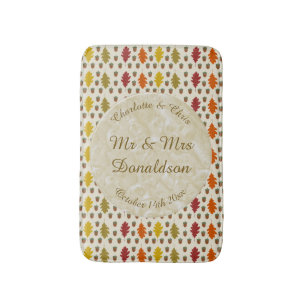 Oak leaves and Acorns Fall Autumn Wedding Custom Bath Mat