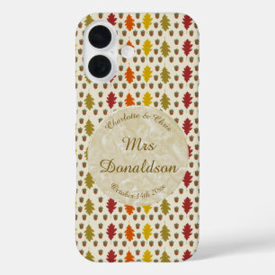 Oak leaves and Acorns Fall Autumn Wedding Custom iPhone 16 Case