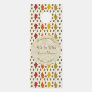 Oak leaves and Acorns Fall Autumn Wedding Custom Door Hanger