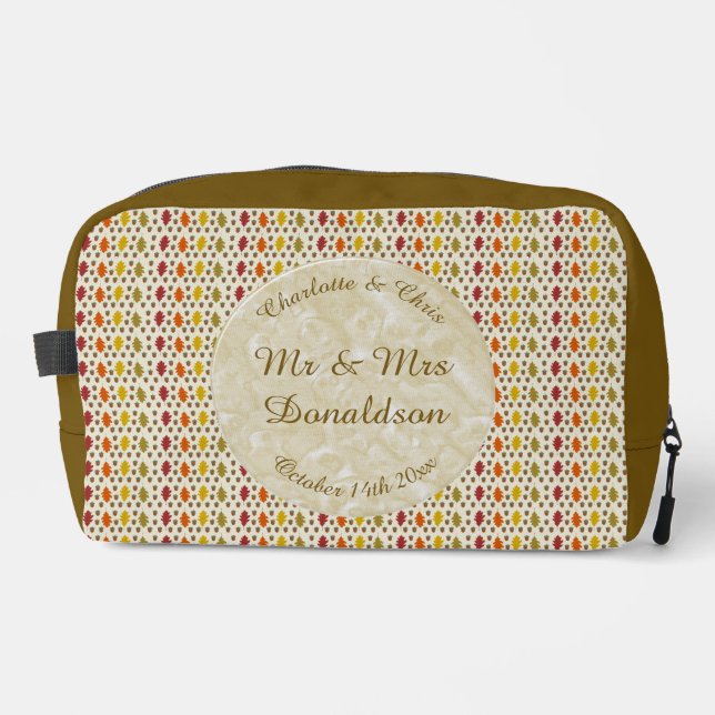 Oak leaves and Acorns Fall Autumn Wedding Custom Dopp Kit (Front)
