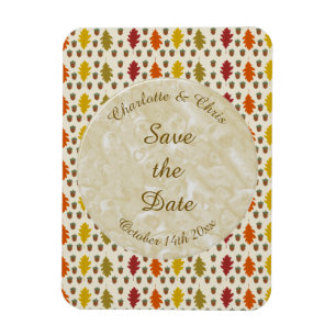 Oak leaves and Acorns Fall Autumn Wedding Custom Magnet