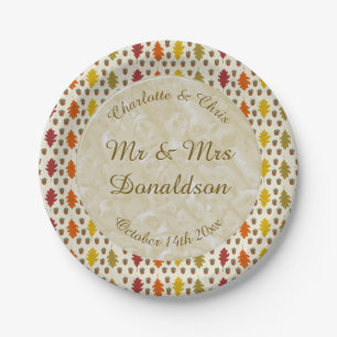 Oak leaves and Acorns Fall Autumn Wedding Custom Paper Plate