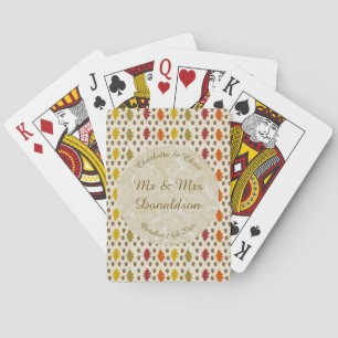 Oak leaves and Acorns Fall Autumn Wedding Custom Playing Cards