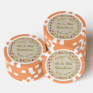 Oak leaves and Acorns Fall Autumn Wedding Custom Poker Chips