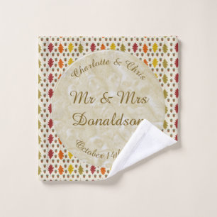 Oak leaves and Acorns Fall Autumn Wedding Custom Wash Cloth